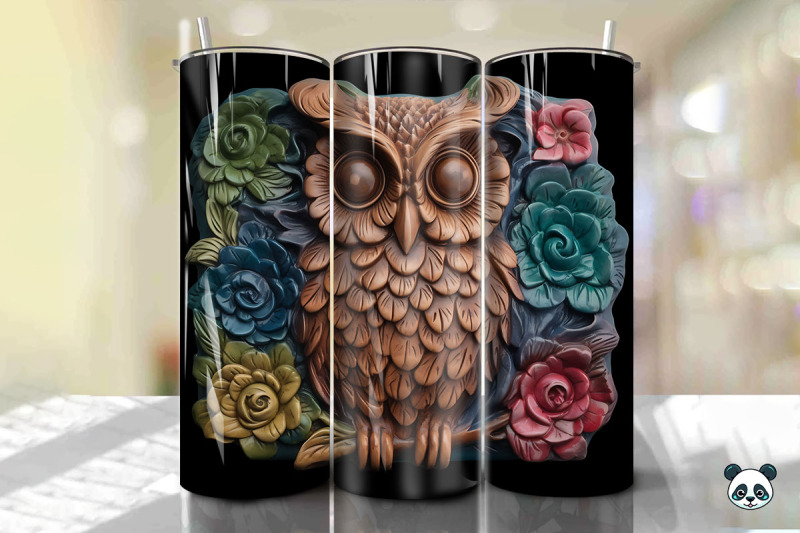 colorful-3d-owl-tumbler-wrap-png