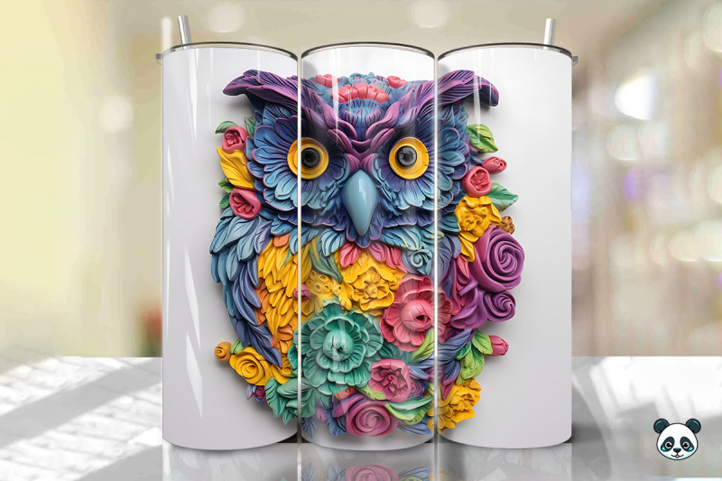 colorful-3d-owl-tumbler-wrap-png