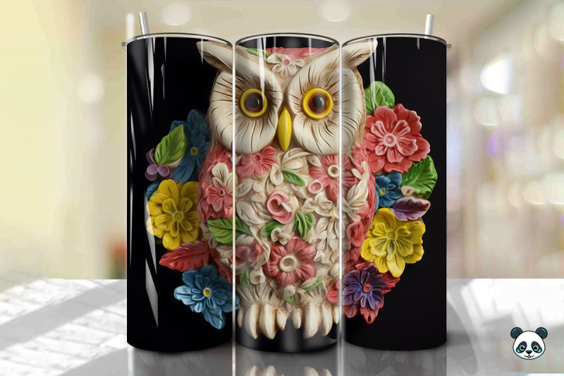 colorful-3d-owl-tumbler-wrap-png