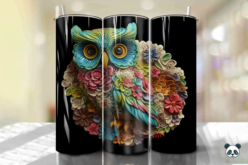 colorful-3d-owl-tumbler-wrap-png