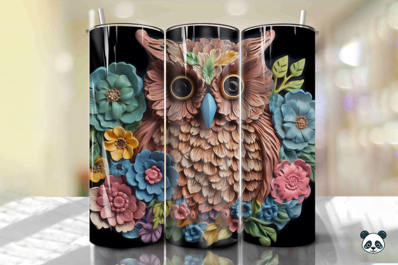 colorful-3d-owl-tumbler-wrap-png