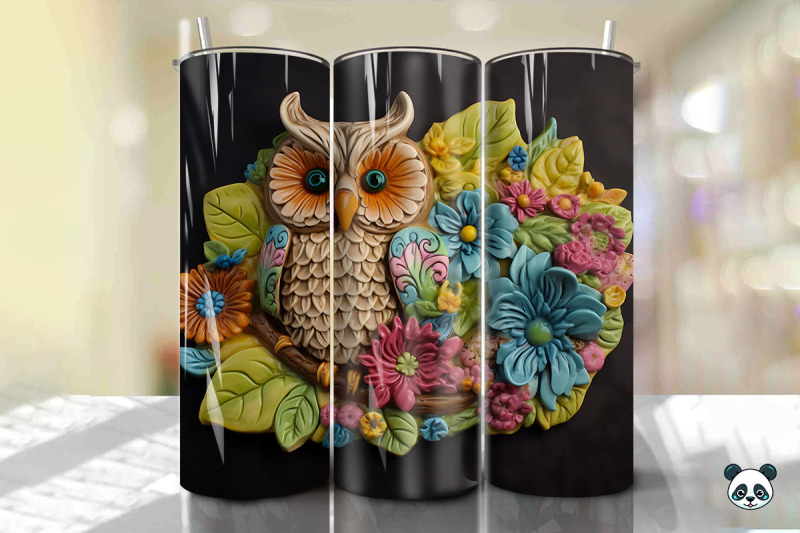 colorful-3d-owl-tumbler-wrap-png