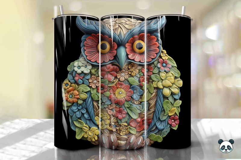 colorful-3d-owl-tumbler-wrap-png