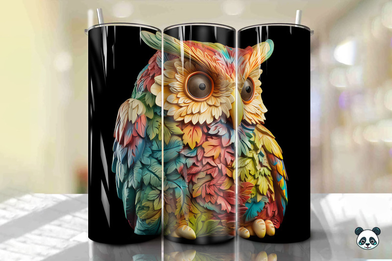 colorful-3d-owl-tumbler-wrap-png