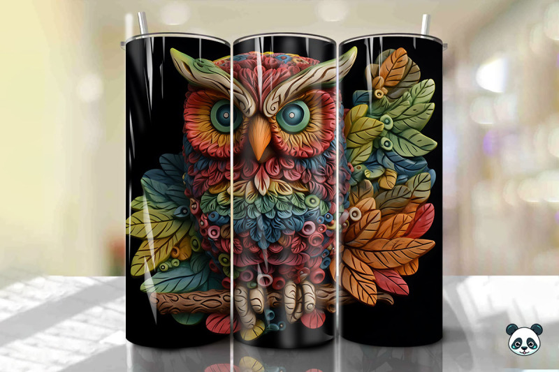 colorful-3d-owl-tumbler-wrap-png