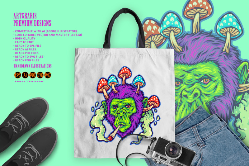 psychedelic-gorilla-glue-haze-strains-logo-illustrations