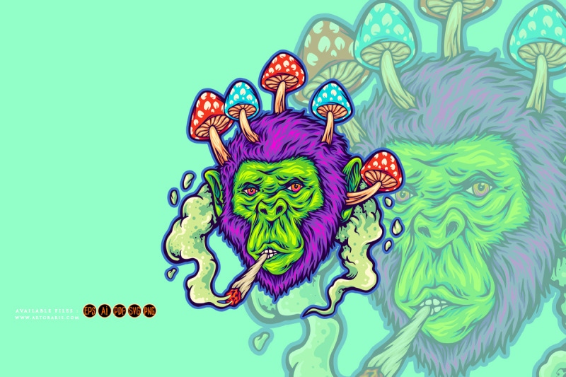 psychedelic-gorilla-glue-haze-strains-logo-illustrations