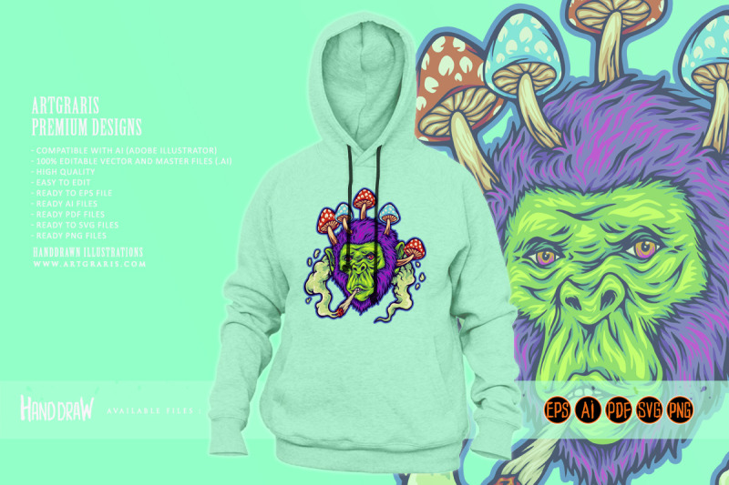 psychedelic-gorilla-glue-haze-strains-logo-illustrations