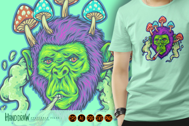 psychedelic-gorilla-glue-haze-strains-logo-illustrations