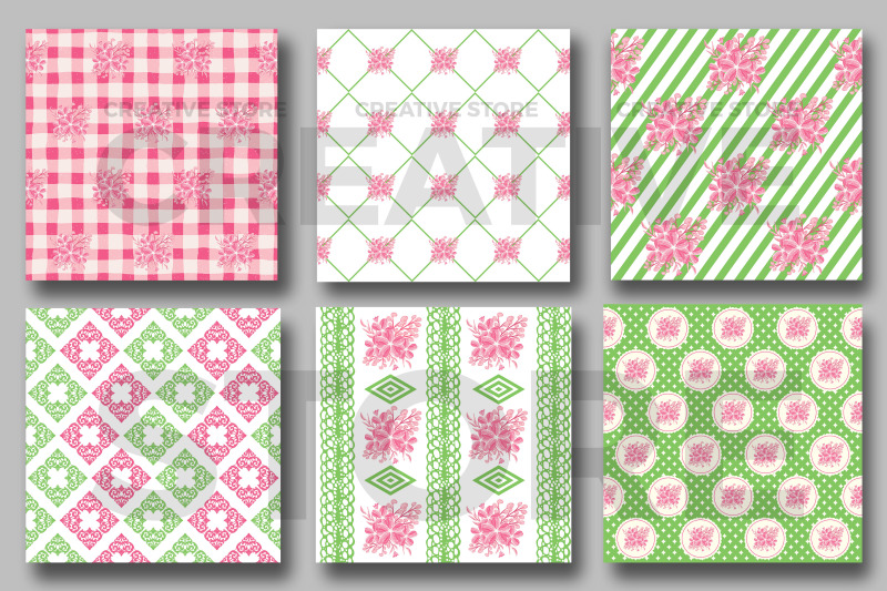 pink-amp-green-shabby-chic-digital-papers-floral-patterns