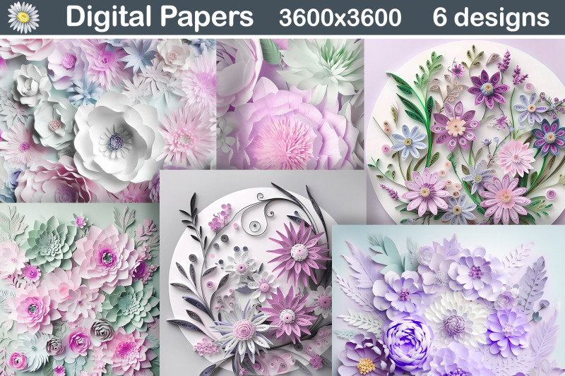 purple-flowers-3d-background-pastel-flowers-digital-paper-nbsp