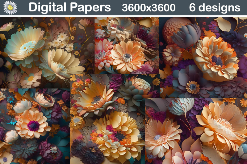fall-flowers-3d-background-3d-flowers-digital-paper