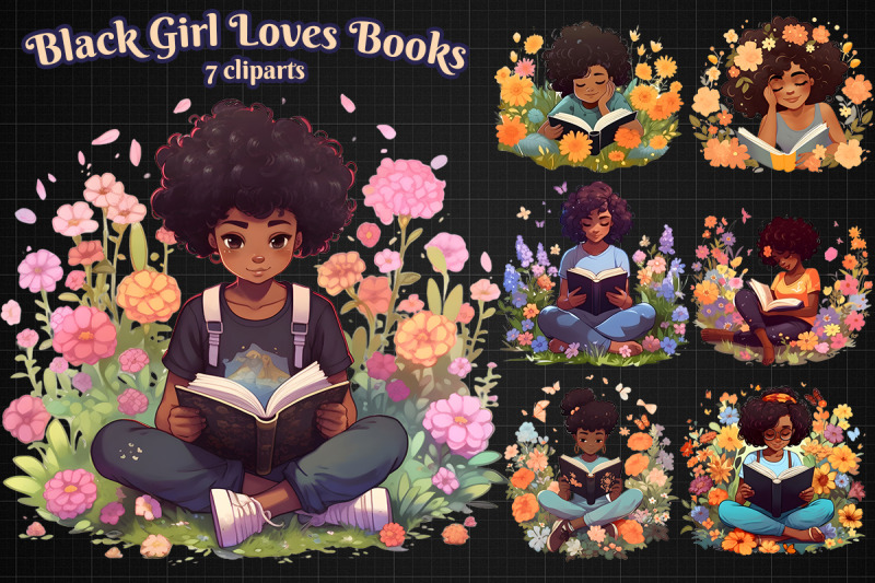 black-girl-loves-books-cliparts