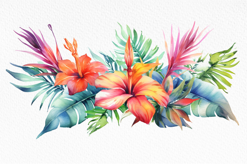 tropical-jungle-110-watercolor-set-flowers-leaves-birds