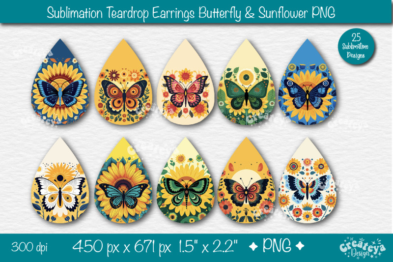 earrings-sublimation-teardrop-earring-butterfly-and-sunflower-sublima