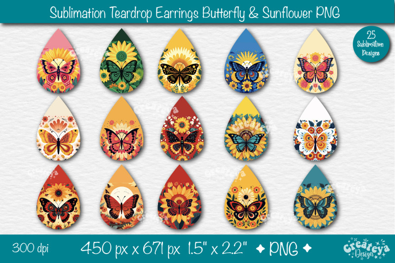 earrings-sublimation-teardrop-earring-butterfly-and-sunflower-sublima