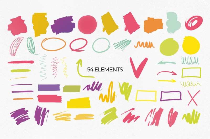 colorful-scribbles-vector-set-of-spots-arrows-abstract-shapes
