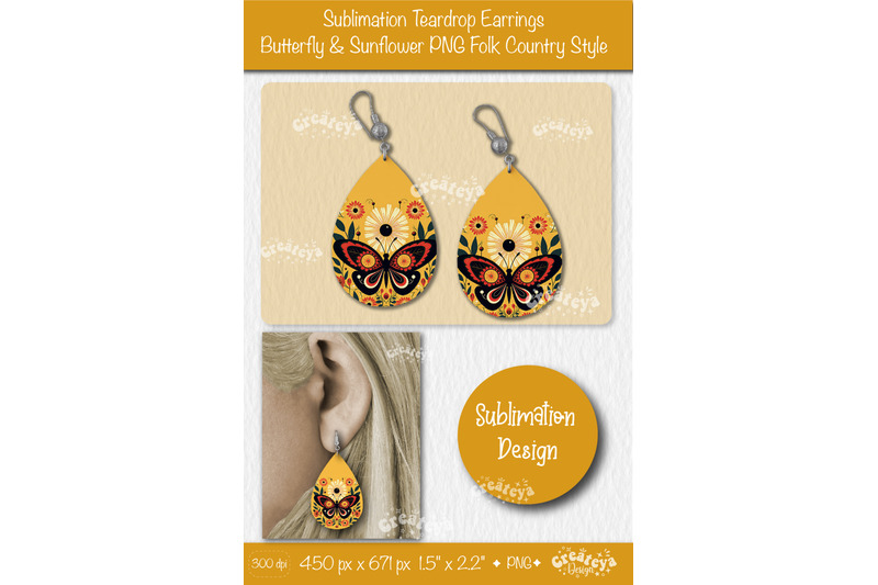 earrings-sublimation-teardrop-earring-butterfly-and-sunflower-sublimat