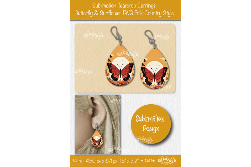 earrings-sublimation-teardrop-earring-butterfly-and-sunflower-sublimat