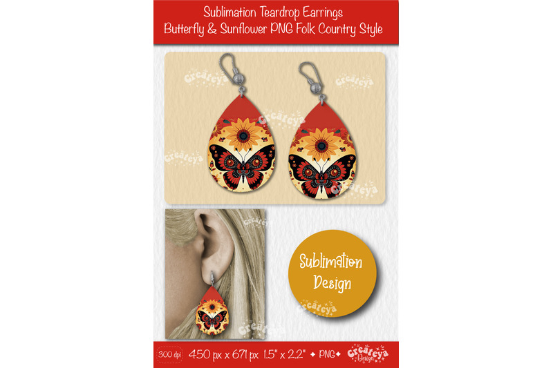 earrings-sublimation-teardrop-earring-butterfly-and-sunflower-sublimat