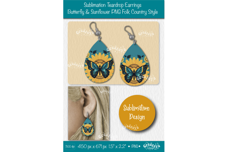 earrings-sublimation-teardrop-earring-butterfly-and-sunflower-sublimat