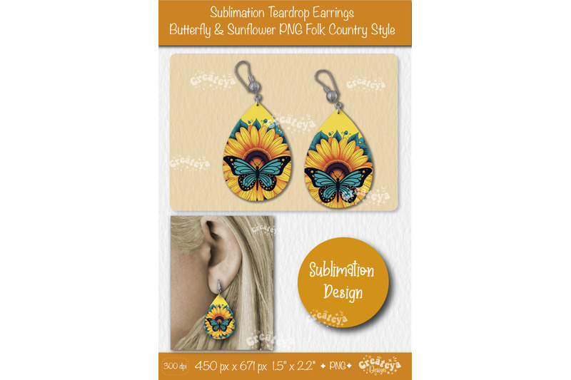 earrings-sublimation-teardrop-earring-butterfly-and-sunflower-sublimat