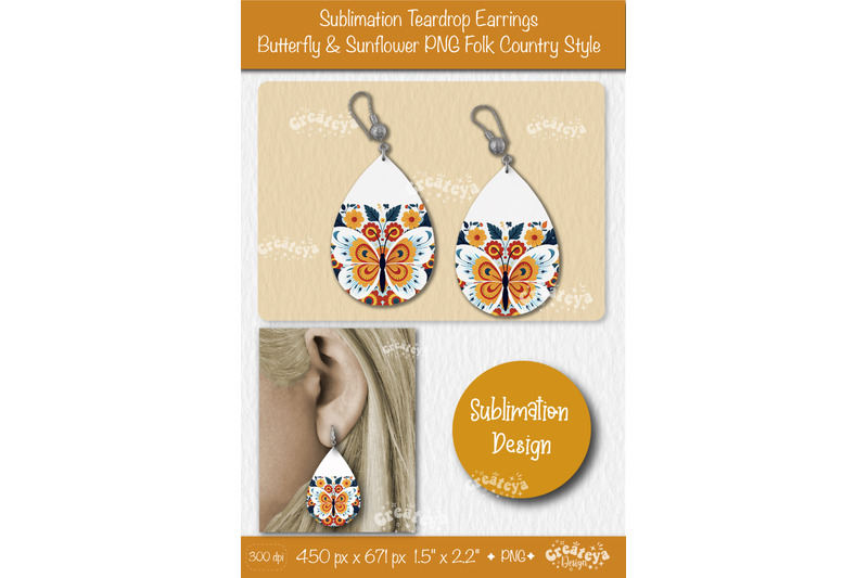 earrings-sublimation-teardrop-earring-butterfly-and-sunflower-sublimat