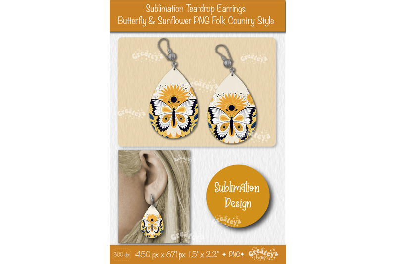 earrings-sublimation-teardrop-earring-butterfly-and-sunflower-sublimat