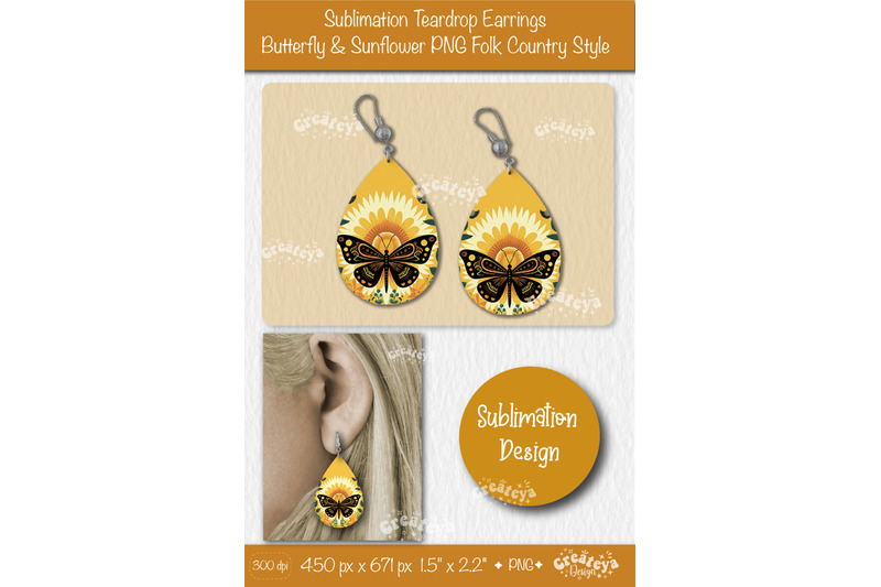 earrings-sublimation-teardrop-earring-butterfly-and-sunflower-sublimat