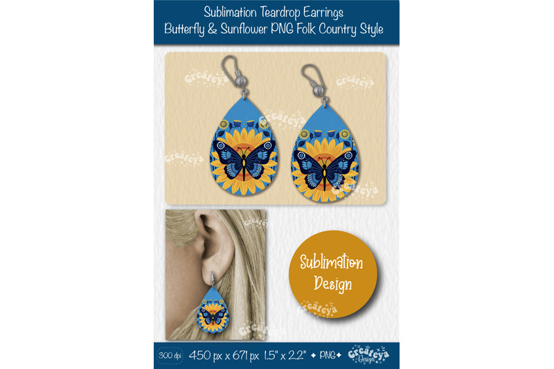 earrings-sublimation-teardrop-earring-butterfly-and-sunflower-sublimat