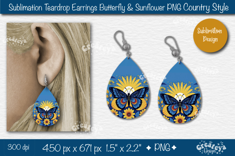 earrings-sublimation-teardrop-earring-butterfly-and-sunflower-sublimat