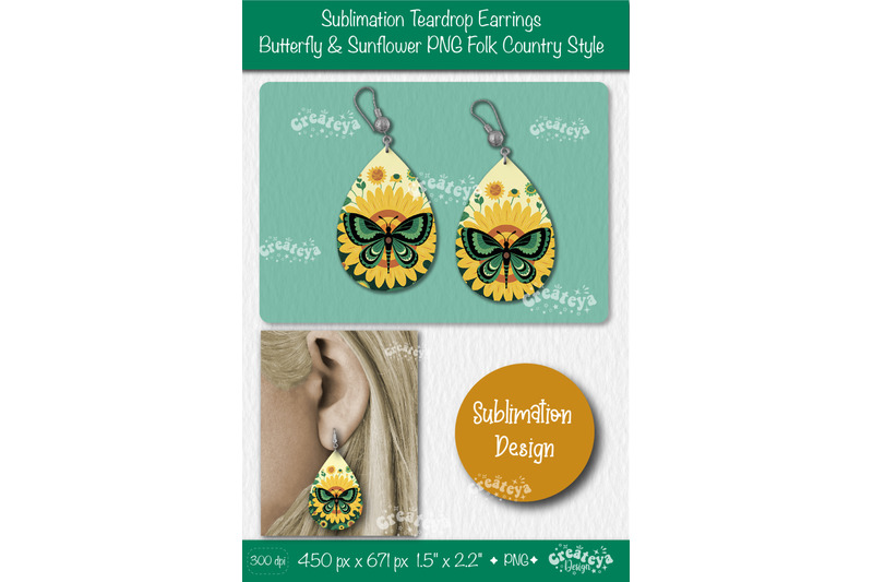 earrings-sublimation-teardrop-earring-butterfly-and-sunflower-sublimat