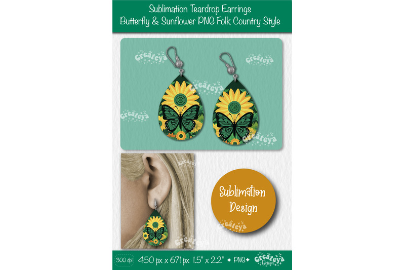 earrings-sublimation-teardrop-earring-butterfly-and-sunflower-sublimat