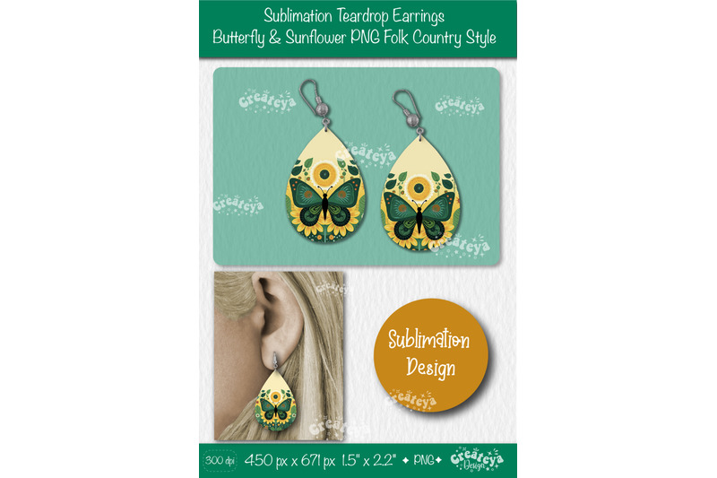 earrings-sublimation-teardrop-earring-butterfly-and-sunflower-sublimat