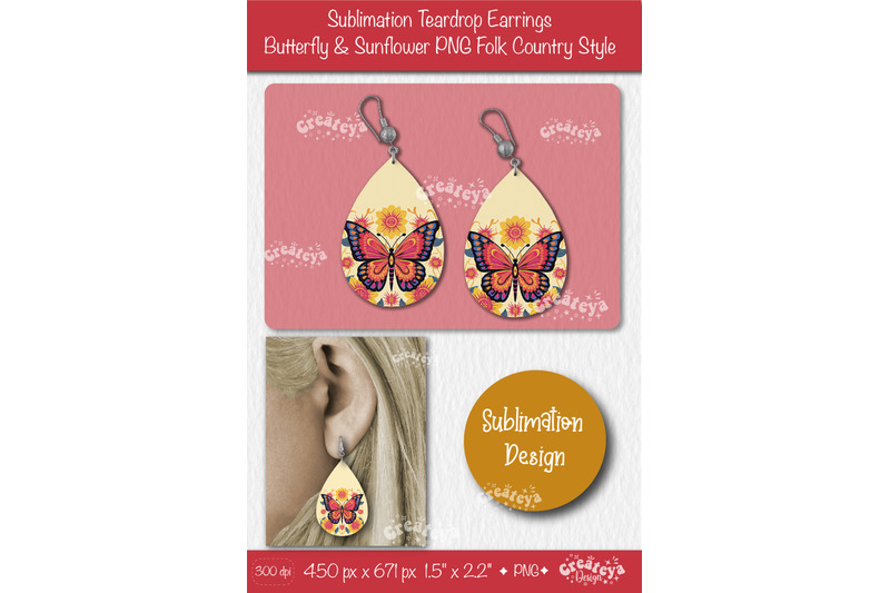 earrings-sublimation-teardrop-earring-butterfly-and-sunflower-sublimat