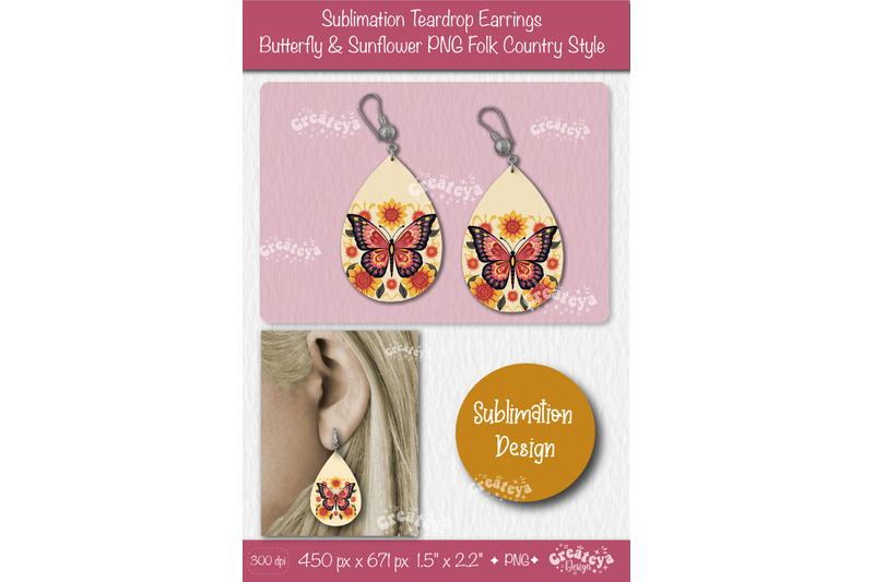 earrings-sublimation-teardrop-earring-butterfly-and-sunflower-sublimat