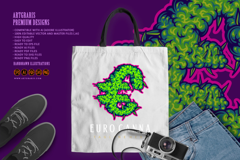 euro-lettering-word-weed-buds-letter-illustrations