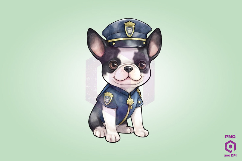 police-boston-terrier-dog-clipart