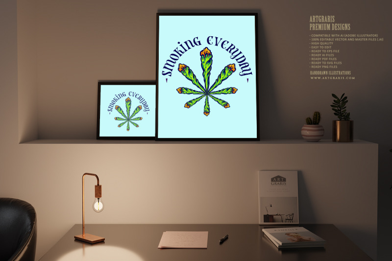 lit-weed-joint-form-into-cannabis-leaf-logo-illustrations