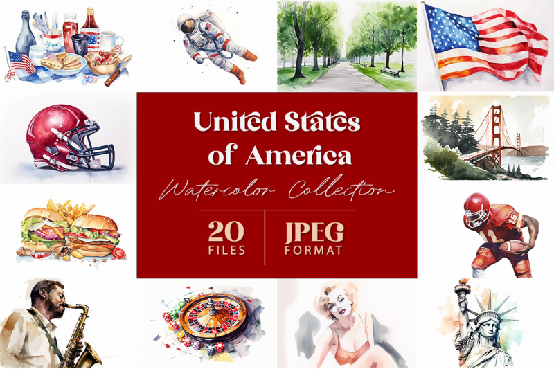 united-states-of-america-watercolor-collection