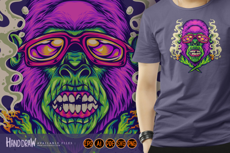 gorilla-funk-strain-indica-dominant-logo-illustrations