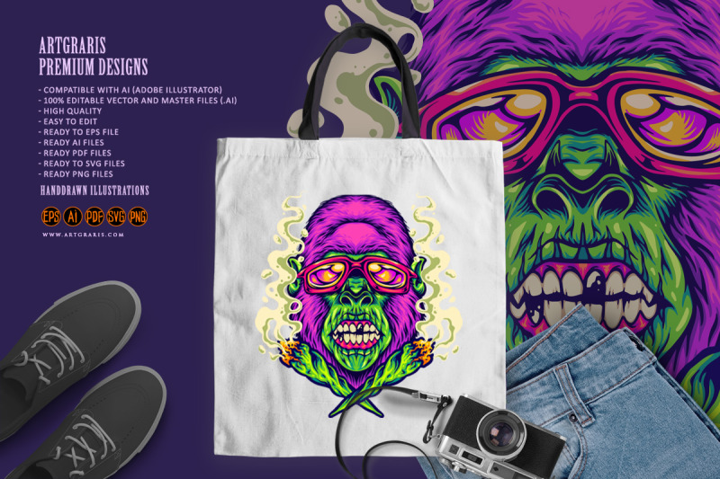 gorilla-funk-strain-indica-dominant-logo-illustrations