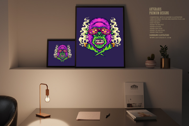 gorilla-funk-strain-indica-dominant-logo-illustrations