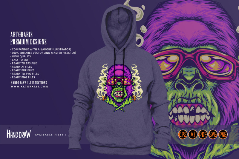 gorilla-funk-strain-indica-dominant-logo-illustrations