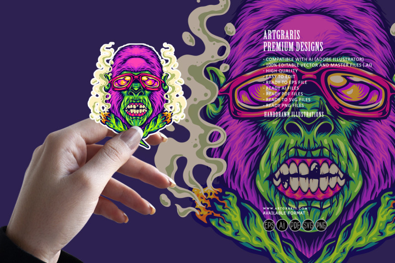 gorilla-funk-strain-indica-dominant-logo-illustrations