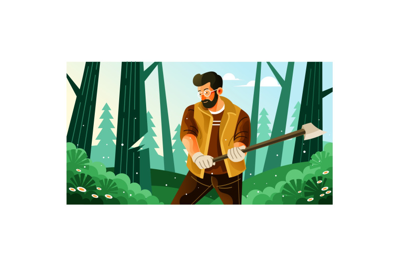lumberjack-cuts-down-trees-in-the-forest