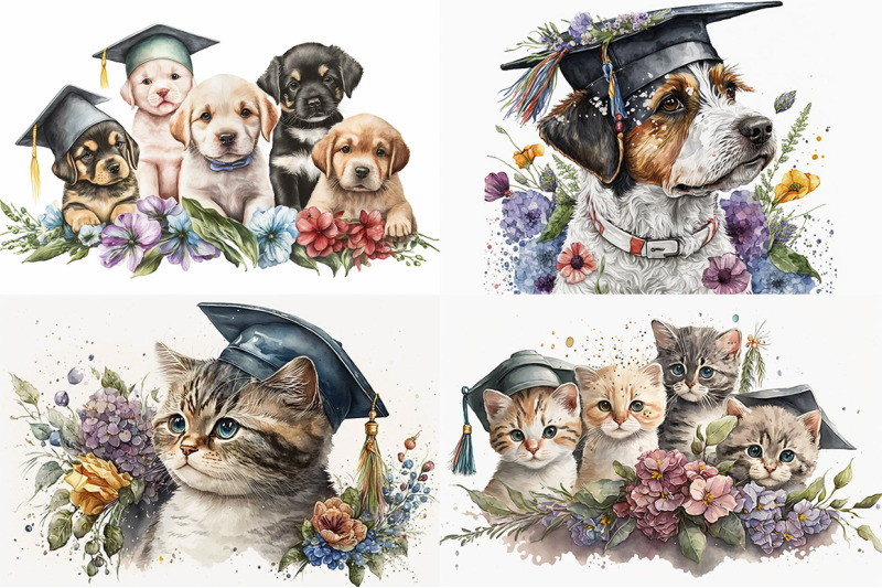 graduation-animals-watercolor-collection