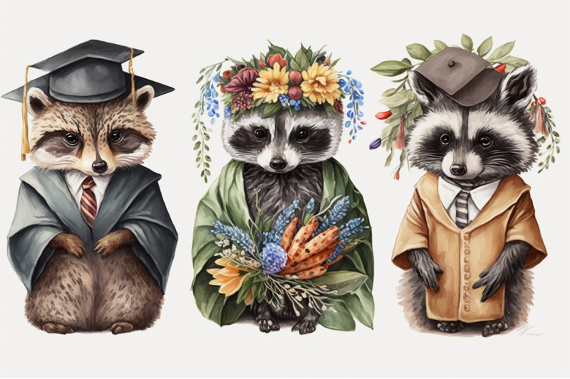 graduation-animals-watercolor-collection