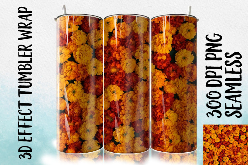 3d-marigolds-tumbler-wrap