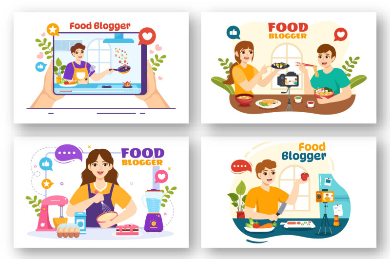 13-food-blogger-vector-illustration